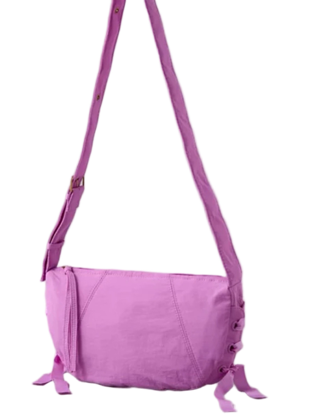 Lace Up Berry Safari Mini Bag Crossbody Crescent Shaped NEW